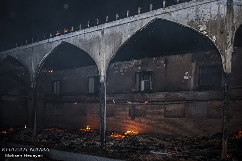مسجد جامع ساری پس از آتش سوزی