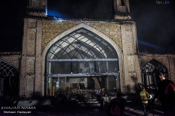 مسجد جامع ساری پس از آتش سوزی