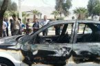 فرد معترض خودروی خود را مقابل دادگستری مازندران آتش زد