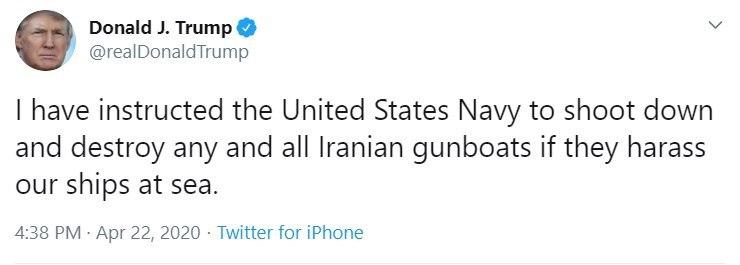 تهدید جدید ترامپ : دستور شلیک به قایق‌های ایران را صادر کردم!